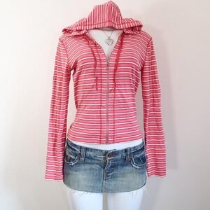 Y2k skater striped zip hoodie